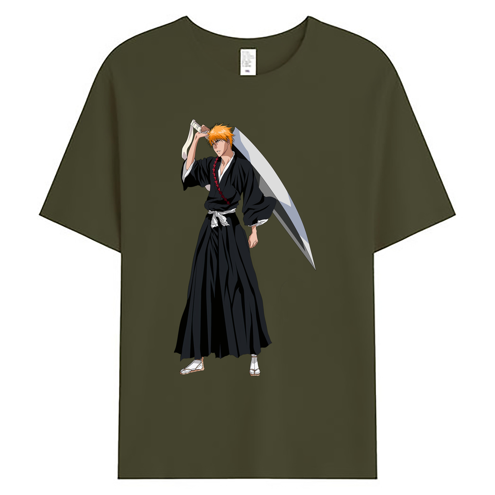 （画像用） ブリーチ 黒崎一護（くろさき いちご）BLEACH Kurosaki Ichigo 綿100％ メンズ半袖Tシャツ｜肌触りやわらか＆通気性
